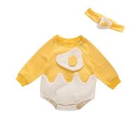 Body 80 à manches longues pour tout-petit - Patchwork - Body - Bandeau - Vêtements pour bébé - Œufs - Enfants - Garçons et filles - Combinaison personnalisée - Naissance, jaune, 6-12 mois