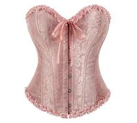 Body à boucle pour femme - Bustier gainant - Lingerie en dentelle - Taille push-up - Culotte gainante, Rose clair, M