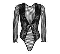 Body Ã©chancrÃ© en dentelle et rÃ©sille femme Leg Avenue Noir TU