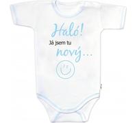 Body à manches courtes avec texte amusant Baby Nellys, Hello!I'm new here, taille 80, garçon