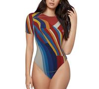 Body à manches courtes imprimé de couleur hybride pour femmes - vêtements d'intérieur respirants pour le printemps et l'été, Noir/blanc, S