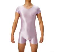 Body à manches courtes pour homme, justaucorps élastique brillant pour un confort en toutes saisons (XL violet)