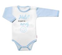 Body à manches longues avec texte amusant Baby Nellys, Hello ! Je suis nouveau, taille 86, garçon
