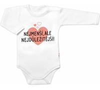 Body à manches longues, Le plus petit mais le plus important, Baby Nellys, blanc, taille 86