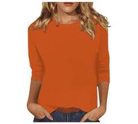 Body à paillettes avec manches 3/4, coupe décontractée, col rond, joli haut solide avec t-shirt trois-quarts