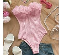 Body à volants sans bretelles pour femmes, convient pour les vacances, les jours fériés, les fêtes, le thé de l'après-midi, les festivals de musique, la plage, les tenues d'été, le style boho, le croc