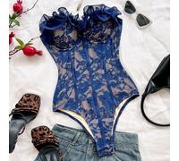 Body à volants sans bretelles pour femmes, convient pour les vacances, les jours fériés, les fêtes, le thé de l'après-midi, les festivals de musique, la plage, les tenues d'été, le style boho, le croc