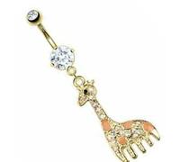 Body Accentz Piercing de nombril girafe en acier chirurgical 316L doré HO960