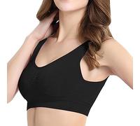Body Adulte Couche Femme Solide Quotidien Décontracté Double Couche sans Soudure Sports Dos Soutien Soutien-Gorge Brassière Allaitement Grande Taille (Black, XXXL)