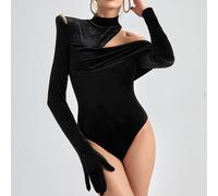Body asymétrique en velours pour femmes de créateur, pour les vacances et les festivals SHEIN X GAUTII SHEIN X découvre des créateurs indépendants, présente leurs créations et leur donne les moyens de