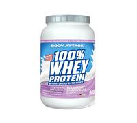 Body Attack 100 % Whey Protein - Blueberry Cheesecake - 900 g - Fabriqué en Allemagne - Poudre de protéines extra crémeuse avec hydrolysat et BCAA - Soutient le développement musculaire et les régimes