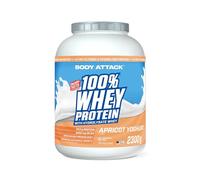 Body Attack 100 % Whey Protein - Yogaourt abricot - 2,3 kg - Fabriqué en Allemagne - Poudre de protéines extra crémeuse avec hydrolysat & BCAA - Soutient le développement musculaire et les régimes
