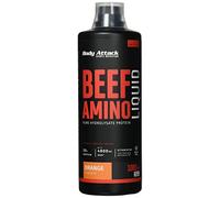 Body Attack Beef Amino Liquid Orange 1000 ml | Acides aminés à base de protéines de bœuf avec vitamine B6, EAA et BCAA, sans lactose, pour le développement musculaire et le