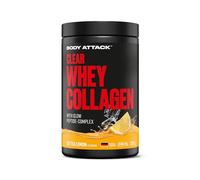 Body Attack Clear Whey Collagène 300 g - Ice Tea Citron - Avec complexe de collagène brillant pour les muscles, la peau et les os - Poudre de collagène à base de protéines de lactosérum CFM, avec