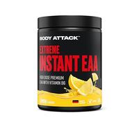 Body Attack Extreme Instant EAA poudre 500g - extrêmement savoureux, instantanément soluble, vegan - 8 acides aminés essentiels hautement dosés - 10300mg EAAs par shake, Fabriqué en Allemagne, Citron