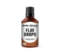 Body Attack Flav Drops®, noisette, gouttes aromatiques pour aliments, Flavour Drops sans sucre et sans calories, végétalien & qualité Made in Germany (50 ml)