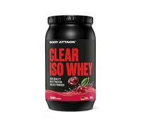 Body Attack Clear ISO Whey - Saveur cerise - 900 g - Fabriqué en Allemagne - Isolat de protéines de lactosérum transparent rafraîchissant - 24 g de protéines et 11 400 mg d'EAA par Iso Whey Shake,