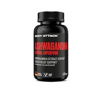 Body Attack Sports Nutrition Body Attack Capsules d'Ashwagandha, 120 pièces. Capsules à Haute Dose d'Ashwagandha KSM-66 Fabriquées en Allemagne pour la régénération après l'effort, la réduction du St