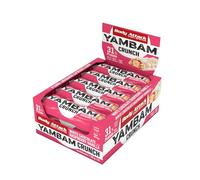 Body Attack YAMBAM Crunch, mélange de barres protéinées avec 33% de protéines, barre de fitness faible en sucre sans aspartame, sans huile de palme, effet crunch 15x55g(White Choc. Raspberry Vanilla)