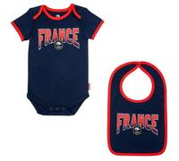 Body bavoir bébé garçon - Equipe de France - FFF - Coton - Manches courtes - Bleu 12 mois