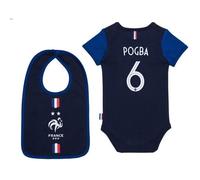 Body + Bavoir FFF - POGBA - Equipe de France - Coton - Taille Bébé Garçon - Bleu 12 mois