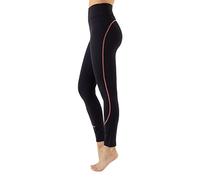 BODY&BEAUTY Legging Anti-Cellulite Sportif| Pantalon Elastique avec Bande Colorée| Noir | XS, S, M, L, XL | Made in Italy (XS, Noir/Rose)