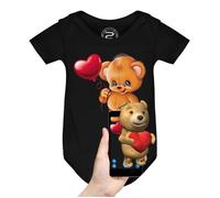 Body bébé 3D animé OURSON - Nounours avec un ballon coeur - PIXEL EVOLUTION - Enfant - Réalité Augmentée 12 mois