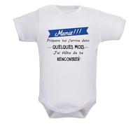 Body bébé annonce grossesse - Prépare-toi (au choix : papa, papi, mamie, parrain, marraine, tonton, tatie), j’arrive dans quelques mois - Body coton blanc Oeko-Tex - Idée cadeau originale