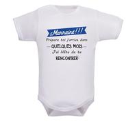 Body bébé annonce grossesse - Prépare-toi (au choix : papa, papi, mamie, parrain, marraine, tonton, tatie), j’arrive dans quelques mois - Body coton blanc Oeko-Tex - Idée cadeau originale