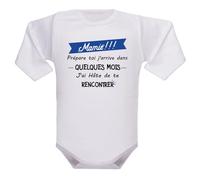 Body bébé annonce grossesse - Prépare-toi (au choix : papa, papi, mamie, parrain, marraine, tonton, tatie), j’arrive dans quelques mois - Body coton blanc Oeko-Tex - Idée cadeau originale