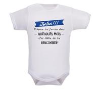 Body bébé annonce grossesse - Prépare-toi (au choix : papa, papi, mamie, parrain, marraine, tonton, tatie), j’arrive dans quelques mois - Body coton blanc Oeko-Tex - Idée cadeau originale