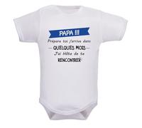 Body bébé annonce grossesse - Prépare-toi (au choix : papa, papi, mamie, parrain, marraine, tonton, tatie), j’arrive dans quelques mois - Body coton blanc Oeko-Tex - Idée cadeau originale