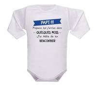 Body bébé annonce grossesse - Prépare-toi (au choix : papa, papi, mamie, parrain, marraine, tonton, tatie), j’arrive dans quelques mois - Body coton blanc Oeko-Tex - Idée cadeau originale