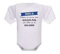 Body bébé annonce grossesse - Prépare-toi (au choix : papa, papi, mamie, parrain, marraine, tonton, tatie), j’arrive dans quelques mois - Body coton blanc Oeko-Tex - Idée cadeau originale