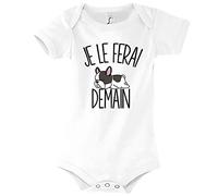 Body bébé Bouledogue Français | Je Le Ferai Demain | Bodies Collection Animaux Humour Mignon