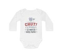 Body bébé "Chut! Je regarde le match avec papa" - 100% coton Taille 12-18M, Couleur White