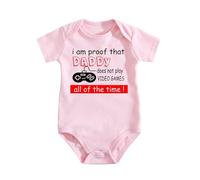 Body bébé Coton, I'm Proof Daddy Doesn't Game All The Time 10 | 100 % coton doux, manches courtes, boutons-pression, imprimé fun. Confortable et facile d’entretien au quotidien