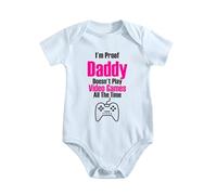 Body bébé Coton, I'm Proof Daddy Doesn't Game All The Time 3 | 100 % coton doux, manches courtes, boutons-pression, imprimé fun. Confortable et facile d’entretien au quotidien