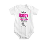 Body bébé Coton, I'm Proof Daddy Doesn't Game All The Time 3 | 100 % coton doux, manches courtes, boutons-pression, imprimé fun. Confortable et facile d’entretien au quotidien