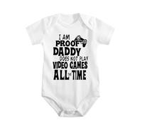 Body bébé Coton, I'm Proof Daddy Doesn't Game All The Time 5 | 100 % coton doux, manches courtes, boutons-pression, imprimé fun. Confortable et facile d’entretien au quotidien