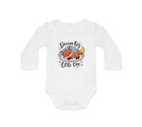 Body bébé Dream Big Little One Renard endormi design doux 100% coton blanc Cadeau naissance mignon Taille 6-12M, Couleur White