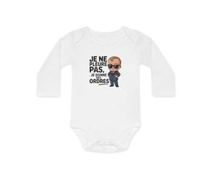 Body Bébé Drôle “Je Donne des Ordres” - Cadeau Original Naissance - Manche Longue Coton Blanc - Petit Patron Rigolo Taille 6-12M, Couleur White