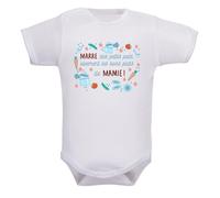 Body bébé drôle - Marre des petits pots, vivement les bons plats de (au choix : Mamie ou Papi) - Coton blanc Oeko-Tex - Idée cadeau naissance originale