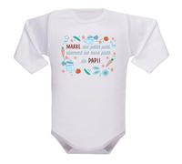 Body bébé drôle - Marre des petits pots, vivement les bons plats de (au choix : Mamie ou Papi) - Coton blanc Oeko-Tex - Idée cadeau naissance originale