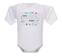 Body bébé drôle - Marre des petits pots, vivement les bons plats de (au choix : Mamie ou Papi) - Coton blanc Oeko-Tex - Idée cadeau naissance originale