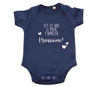 Body Bébé "Est ce que je peux t'appeler ma marraine" Bleu marine 3-6 mois