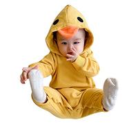 body bebe fille 0-18 mois manche longue avec capuche oreille de animal barboteuse bebe garçon automne mignon dessin animé grenouille combinaison pyjama bebe garcon naissance (Yellow, 12-18 mois)