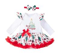 Body Bebe Fille 2pcs, Deguisement Noel Bebe Fille Manche Longues Pyjama Noel Bebe Garcon Filles Combinaison Grenouillère Infantile Ensemble Garçon Noël Pyjama de Noël Pour la Fête de Noëls (0-18 mois)