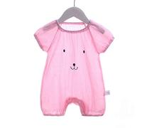 Body Bébé Fille, Treer Barboteuse Garçon Vêtements à Manches Courtes Pyjama Super Doux Coton D'été Combinaison Unisexe Body Grenouillères (Rose,90)
