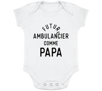 Body bébé Futur ambulancier comme Papa | Imprimé en France, Cadeau Humour Naissance Anniversaire baptème Original Rigolo Humoristique (6-12 Mois,White)